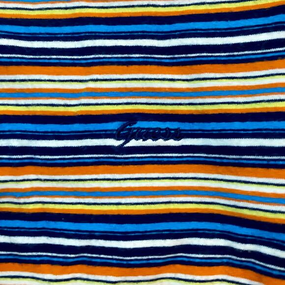Guess Y2k Blue Orange Striped Cropped Tee Shirt Youth XLarge Womens Small/Medium - Picture 7 of 16